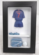 Football Memorabilia Shadow Box With Blue "Mbappe 7" Kit Display - T17
