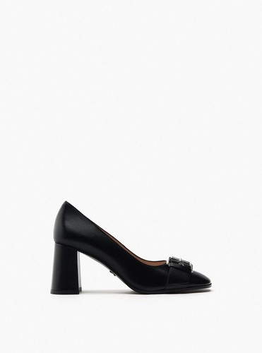 Zara women leather mid block - leather, mid-block