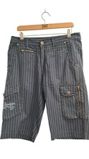 Just Design Jeans Striped Cargo Shorts Button Pockets Size 32 T2348 SA256