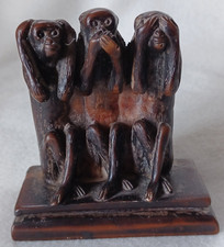 VINTAGE 'HEAR; SPEAK & SEE NO EVIL'  THREE WISE MONKEYS FIGURINE/ORNAMENT
