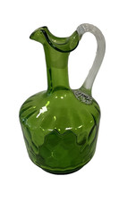 Vintage Green Glass Greek Jug Decanter 1950's Ouzo Pichet half litre