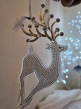 Acrylic X2 Crackle-glazed  Clear / Navy Baubles X1 Clear Embellished Reindeer