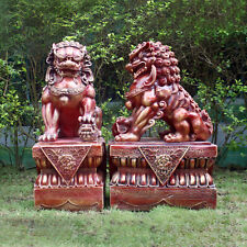 Foo Dogs 45cm Red Resin Garden Statues