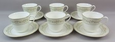 6 Royal Doulton English Fine Bone China Paisley H.5039 Coffee Tea Cups & Saucers