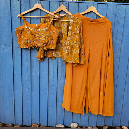 Mustard indo western floral - mustard,