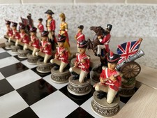 The Chessmen Battle of Waterloo hand painted chess pieces Napoleon v Wellington