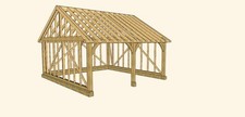 Bay oak frame garage - oak, kit