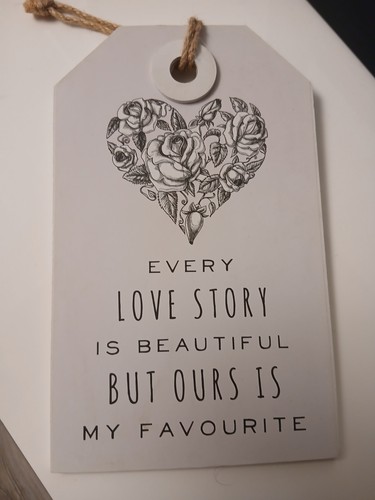 Wooden love story hanging - wooden,