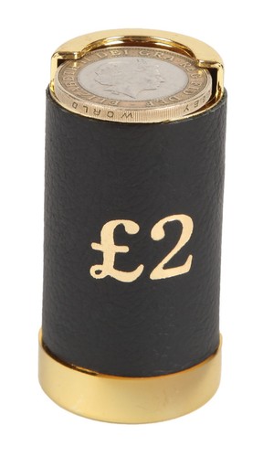 Two pound coin holder leather - coin,