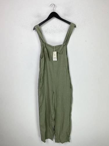 Mango green linen jumpsuit - linen,