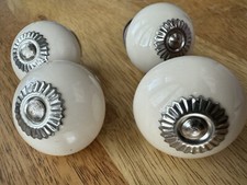 White /Silver Classic Cabinet/draw Knobs X4
