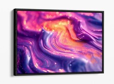 PURPLE PINK GLITTER GIRLS BEDROOM DECOR FLOAT EFFECT FRAME CANVAS ART PIC PRINT