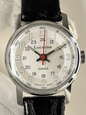 LUCERNE Vintage 1970’s Men’s Manual Wind Swiss Silver Pilot Watch