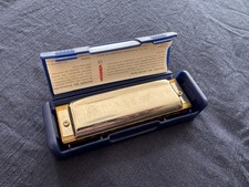 Hohner Blues Harp Harmonica Blue Case Key C Germany Mint condition mouth organ