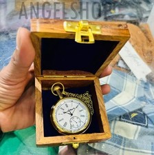 Watch elgin vintage pocket Collectible Antique Brass Pocket Watch W/ Box GIFT