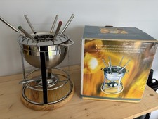 Fondue Set 6 Person Stainless Steel Chocolate / Cheese Boxed New