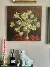 Robin MacKertich Vintage Original Oil Painting Still Life Yellow Lilies & Roses