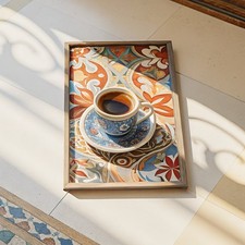 Cup of Coffee on Tiled Table