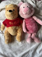 Disney Store Winnie the Pooh & Piglet Plush soft Toy Set M/L with tags and stamp
