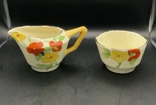 Vintage Art Deco 1930s Crown Ducal Scarlet Glory 2634 Cream Jug & Sugar Bowl Set