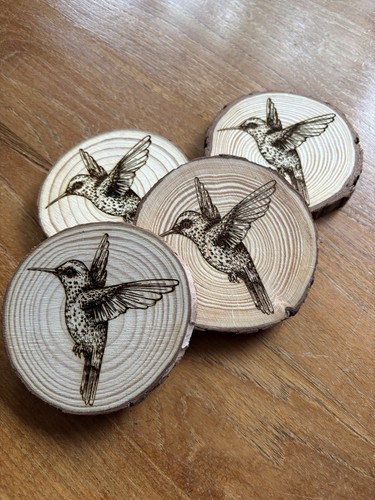 Natural wood coasters - wood, humming