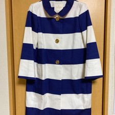 Kate Spade New York Long Coat Border three-quarter Blue White Red Size MJapan