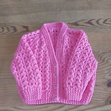 Gorgeous Hand Knitted Baby Cardigan In Hot Pink