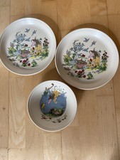 Hornsea England What A Mess Vintage Cereal Bowl  & 2 Dinner Plates set  RARE