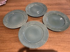 VTG Habitat Green Leaf Dinner Plates 11” Textured Reactive Glaze Set of 4 VGC