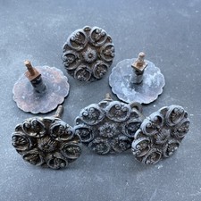 SET of  6 Vintage Brass-Plated Drawer Pull Knobs - 1930s-50s?