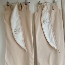 Ollie And Molly Neutral Tab Top Blackout Next Curtains 53" x72" With Tie Backs