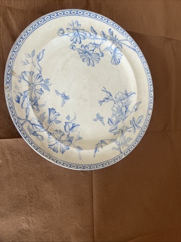 Antique blue white - white, floral