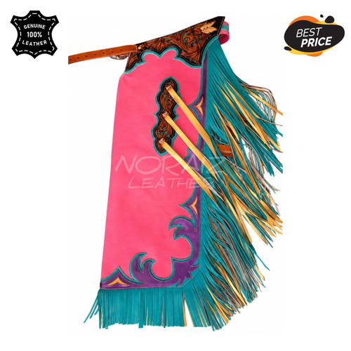 Handmade pink leather western - pink,
