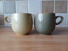 Pair of Denby Small Yellow & Green Tea/Coffee Mugs - VGC