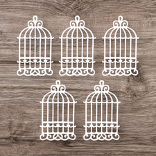 Bespoke Bird Cage Die Cut Card Embellishments White 5pk