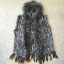 Genuine Grey Rabbit Fur Gilet