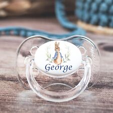 *2-PACK* PERSONALISED DUMMY PACIFIER SOOTHER, VARIOUS TEATS, BLUE RABBIT