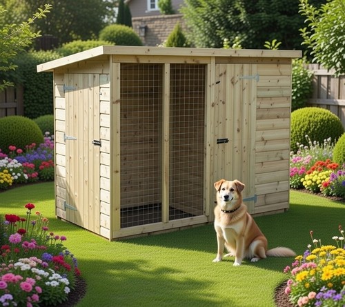 Wooden 8x4 dog kennel and - kennel, run