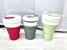 Set of 3 Travel Camping Collapsible Drinking Cups Bundle