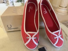 Fred Perry New, In Box, Slip On Ballet Pump Canvas Shoes, Size 4
