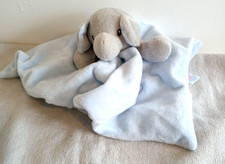 Soft Touch Blue & Grey Elephant Comfort Blanket Baby Comforter Snuggle Toy