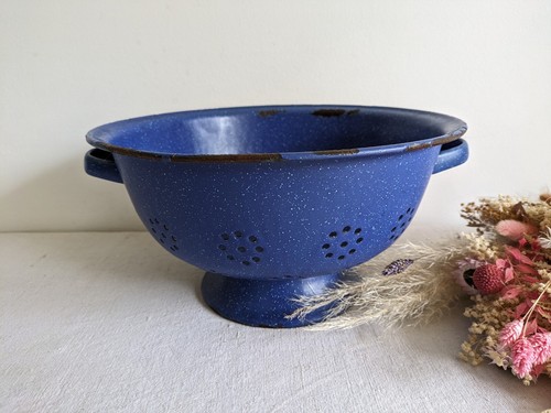 French 1960s 70s enamel - enamel, blue