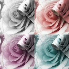 Muriva Madison Floral Glitter Wallpaper Roses Sparkle Pink Purple Teal Silver