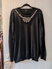 Simply Be  Black Jumper Ladies Size 24/ 26 Jewelled Neckline