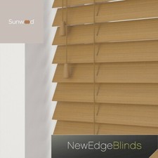 NewEdgeBlinds PVC Faux Wood String Venetian Blinds Grained 50mm Made To Measure