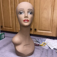Vintage Mannequin Head Female Makeup Swan Neck 17" Excellent Condition