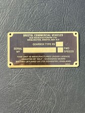 Bristol Commercial Vehicles Bus Coach Gearbox Chassis Plate Badge Sign Emblem