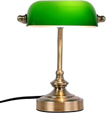 UK Plug Small Green Glass Banker Lamp Shade Table Lamp Desk Light Switch