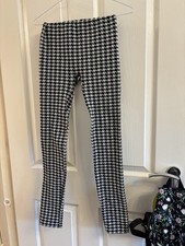 Ladies Women Dogtooth Black Leggings Size Small Clothes
