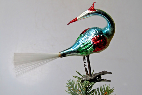 Vtg glass twisted - neck, stork